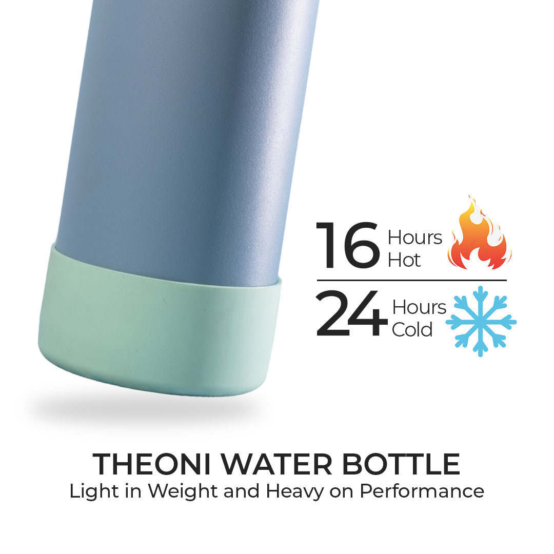 Theoni stainless Steel Double Walled Insulated Thermos Flask / Insulated Water Bottle| 24 Hours Hot & Cold |Leak Proof| Easy to Carry School And Travel Bottle - Weekday Blues (500ml)