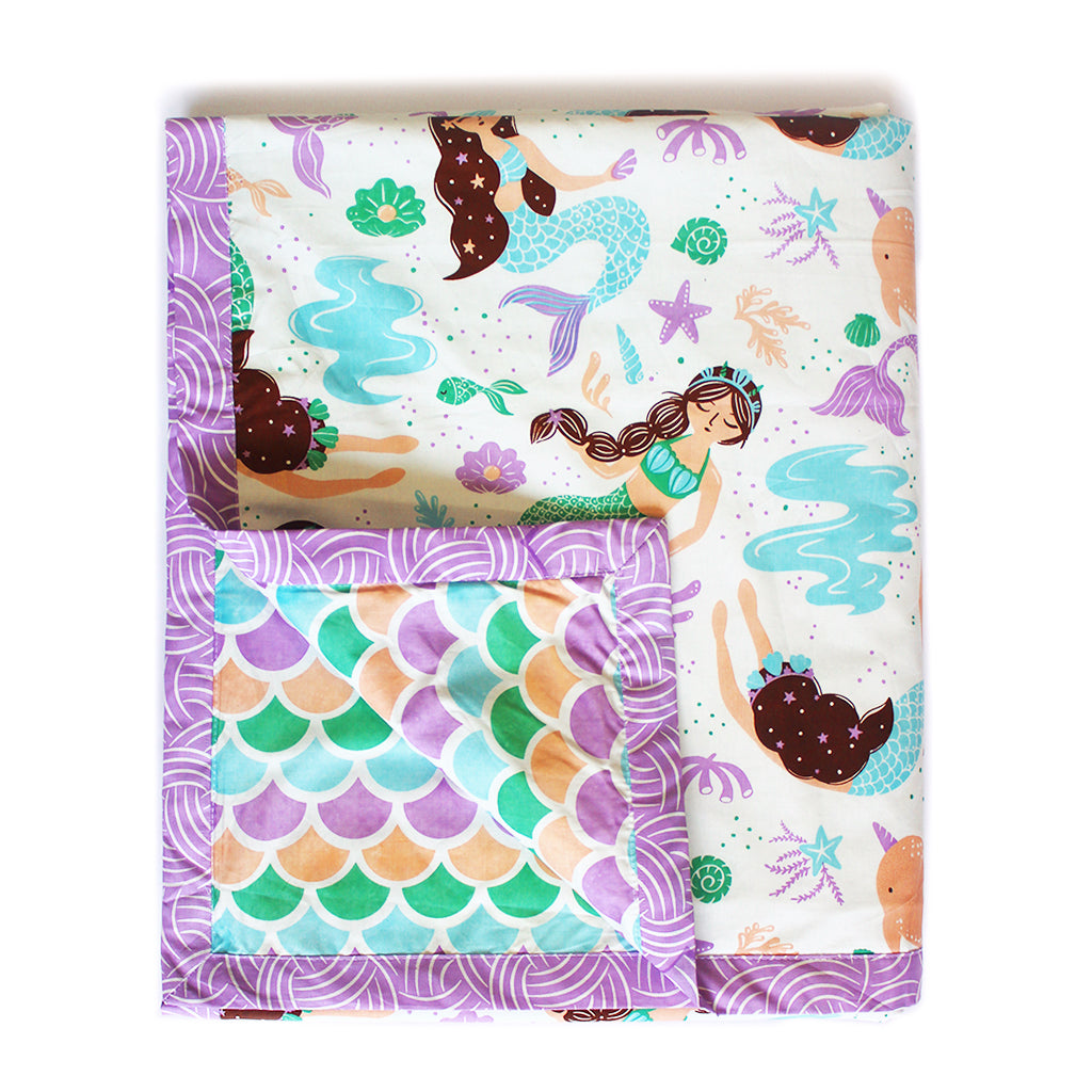 Magical Mermaids 100% Cotton Reversible Single Blanket Dohar For Kids