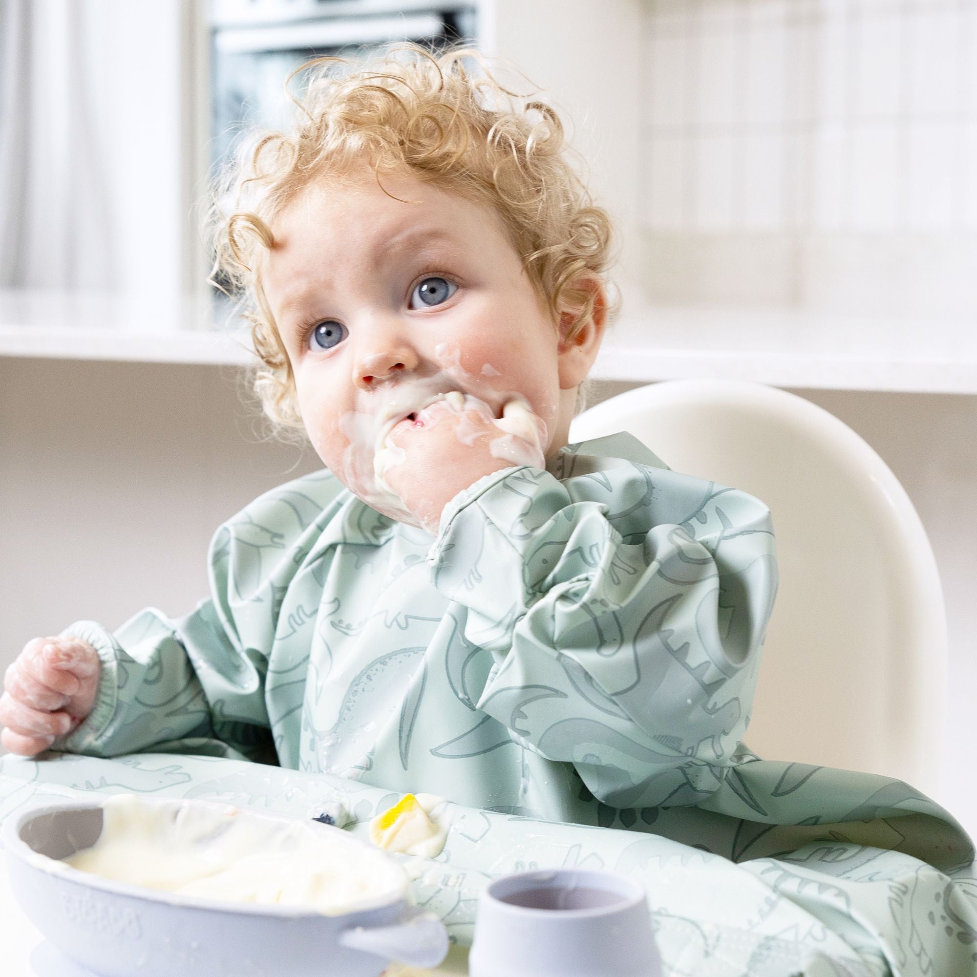BiBaDo Stain & Water Proof Long Sleeve Coverall Shirt Weaning Bib - For Infants