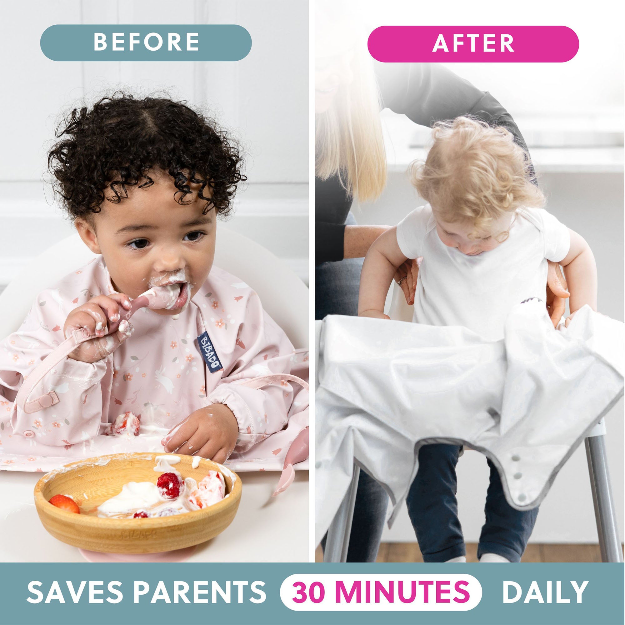 BiBaDo Stain & Water Proof Long Sleeve Coverall Shirt Weaning Bib - For Infants