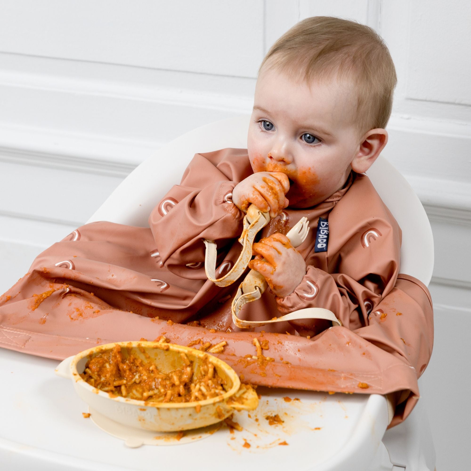 BiBaDo Stain & Water Proof Long Sleeve Coverall Shirt Weaning Bib - For Infants
