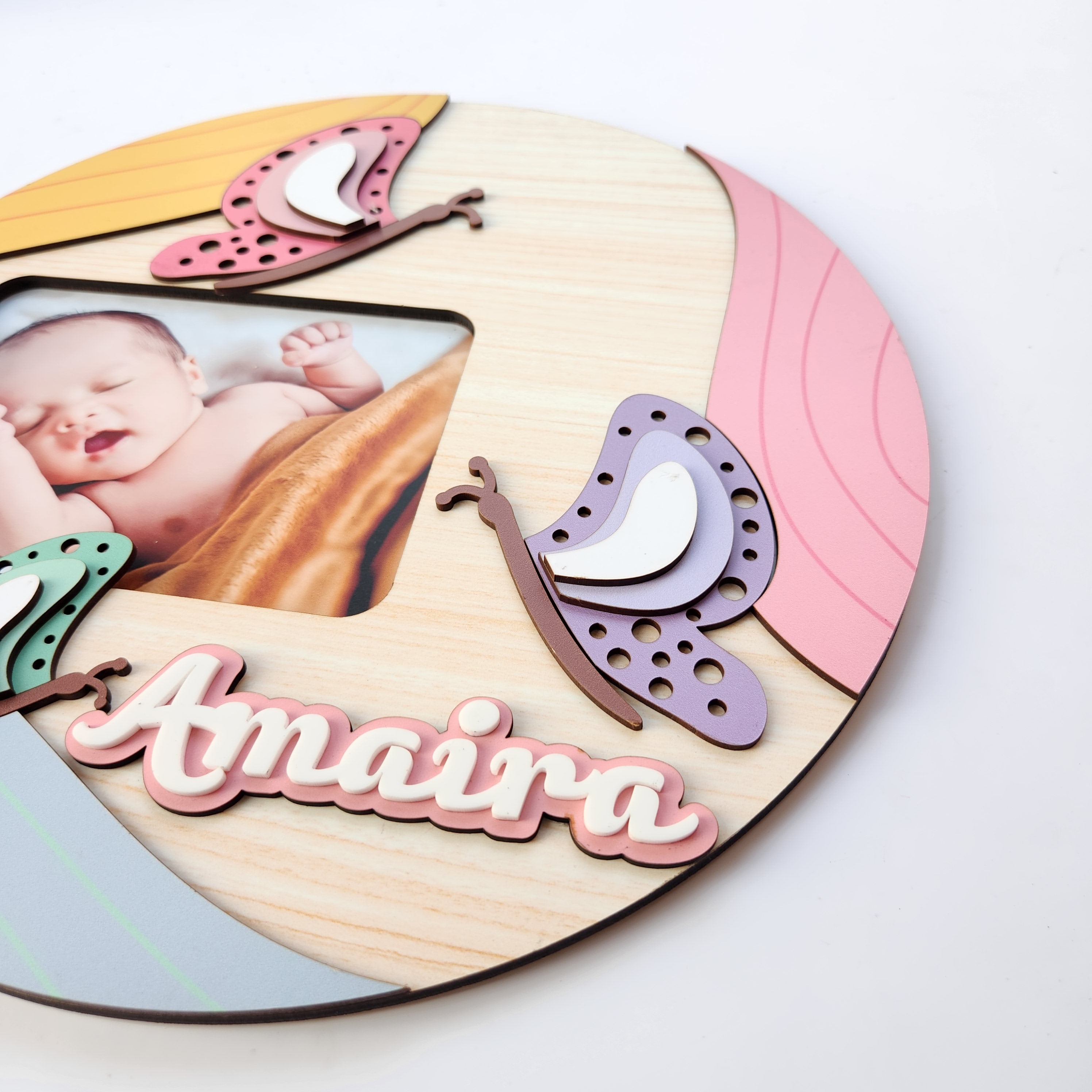 Round Nameplates - WIth / WIthout Photo - Butterfly