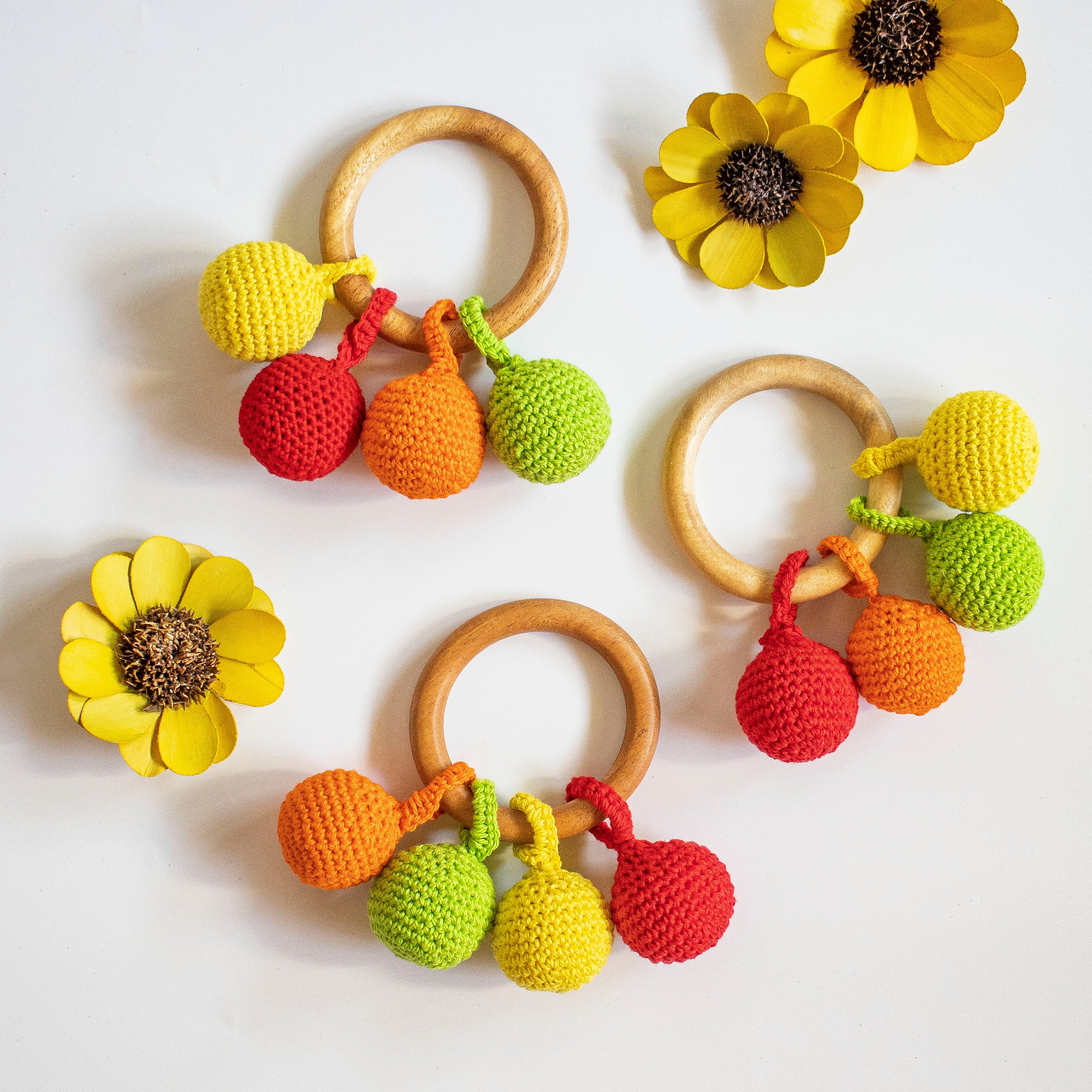 Wooden Crochet Ball Teether