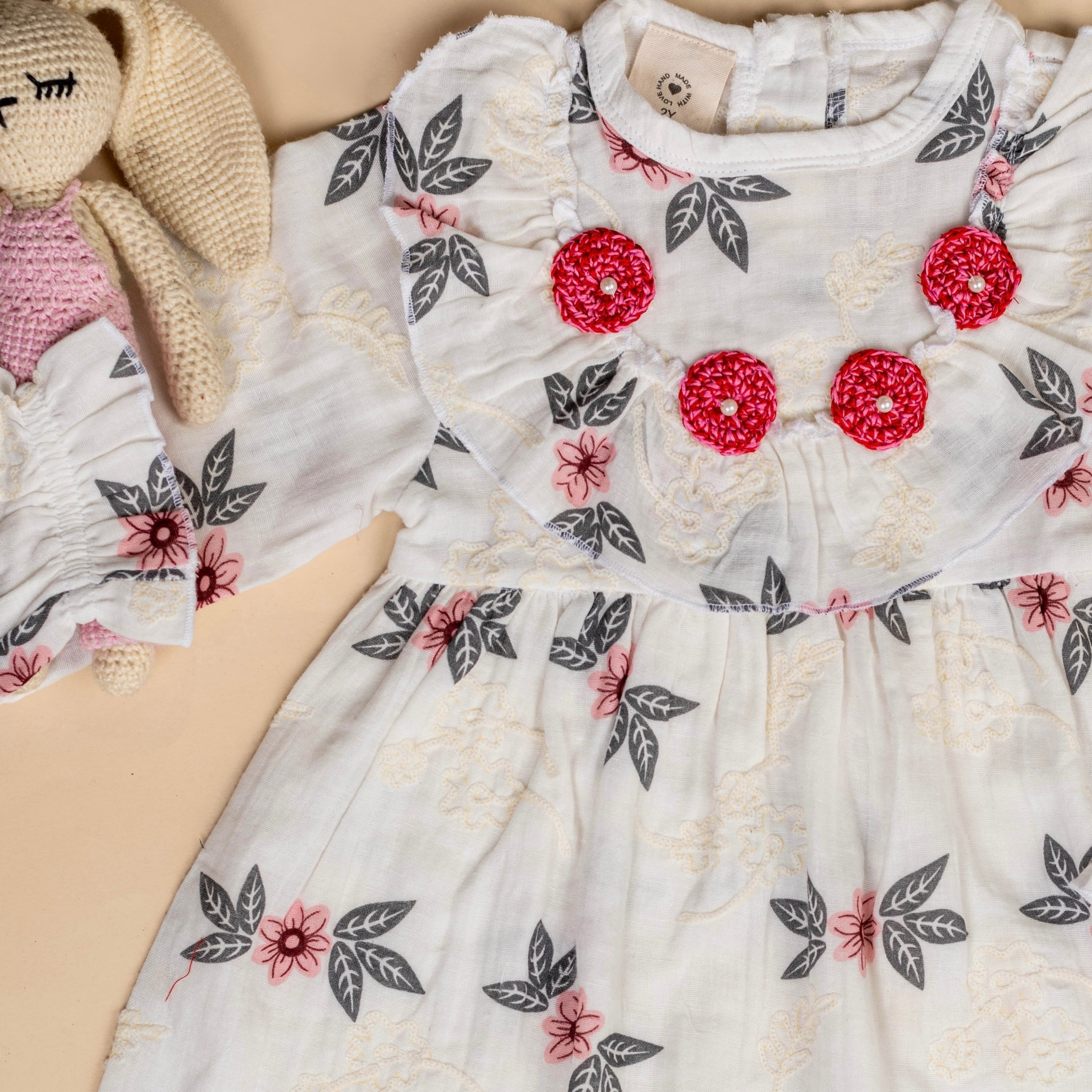 Organic Cotton Muslin White Floral Dress
