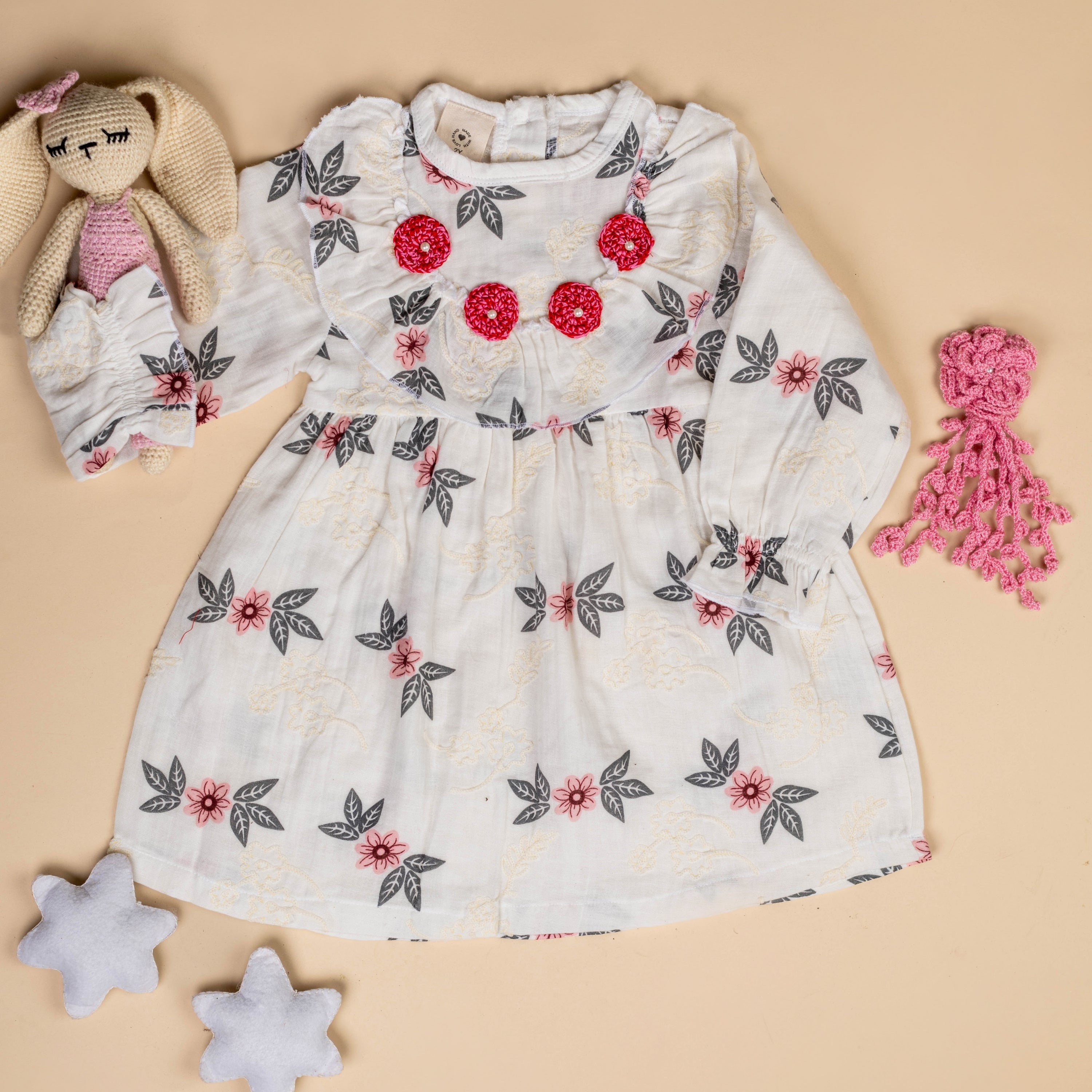 Organic Cotton Muslin White Floral Dress