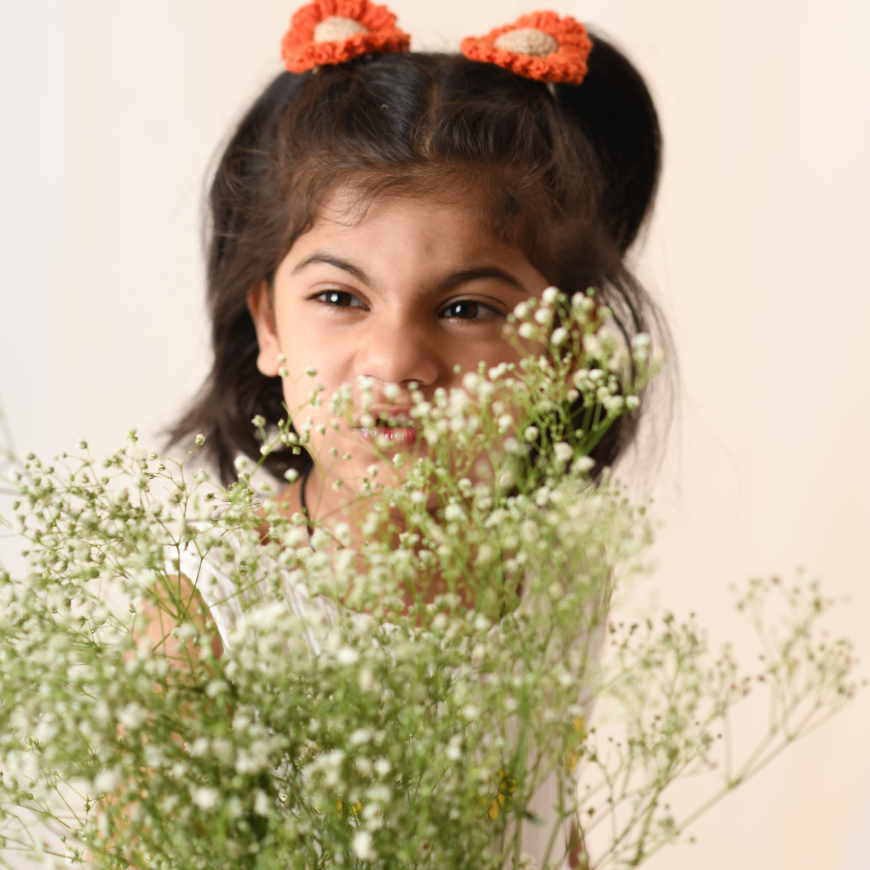 Organic Cotton Muslin Flower Dress & Sunflower Rubberbands Set- Gift Set