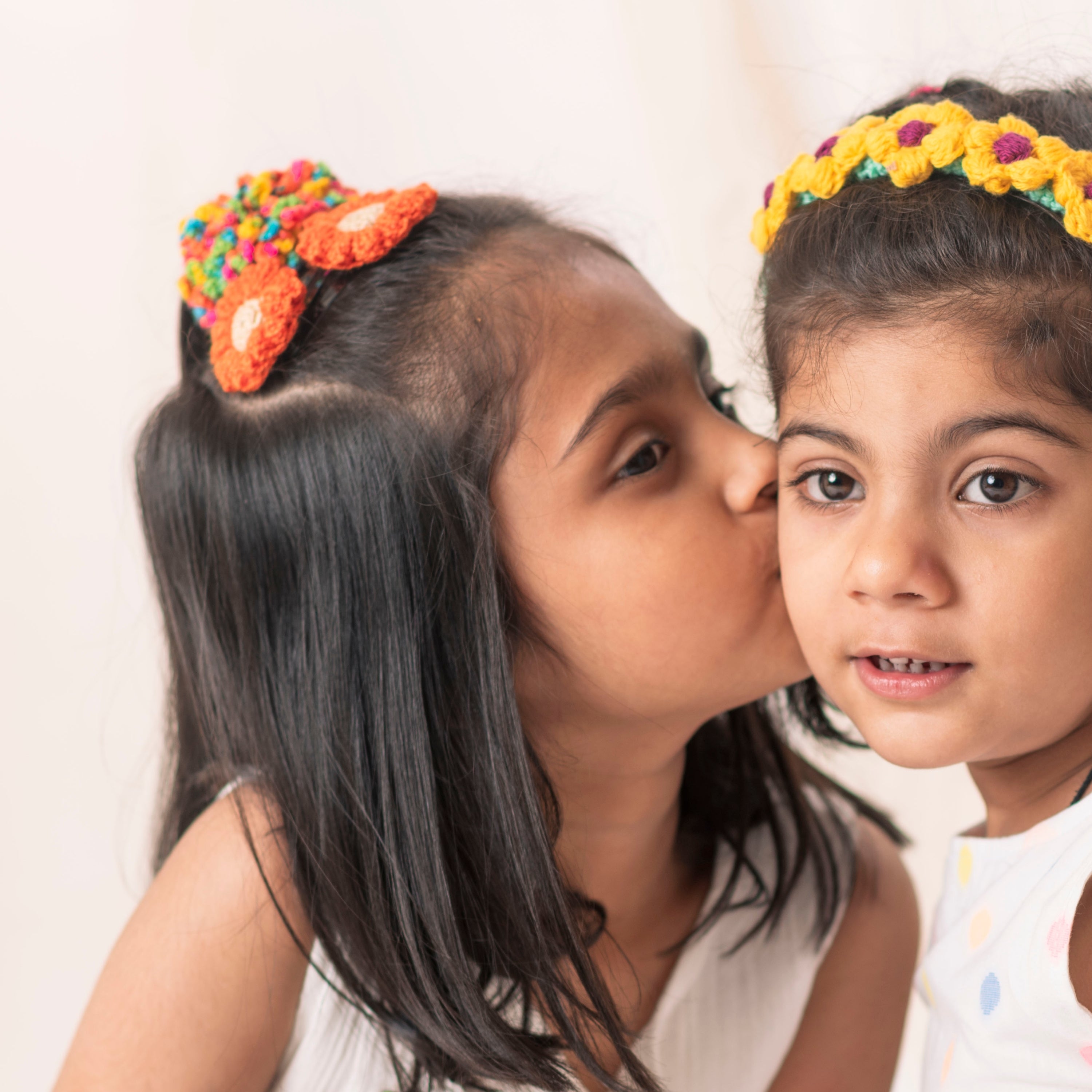 Petal Playground - Crochet Hair Band/ Flower Clip/ Multicolor Rubberband - Gift Set