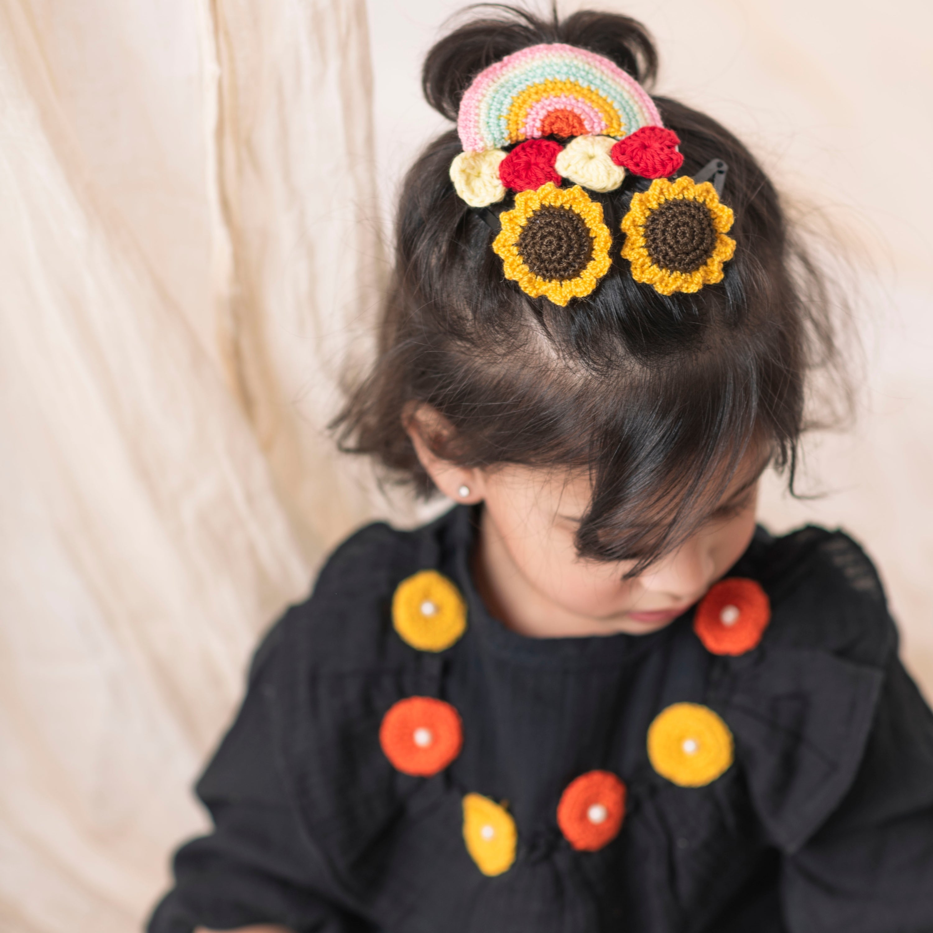 Tiny Trendsetters- Long Flower Hanging Clip/ Rainbow Aligator Clip/Heart Clip/ Sunflower Clip