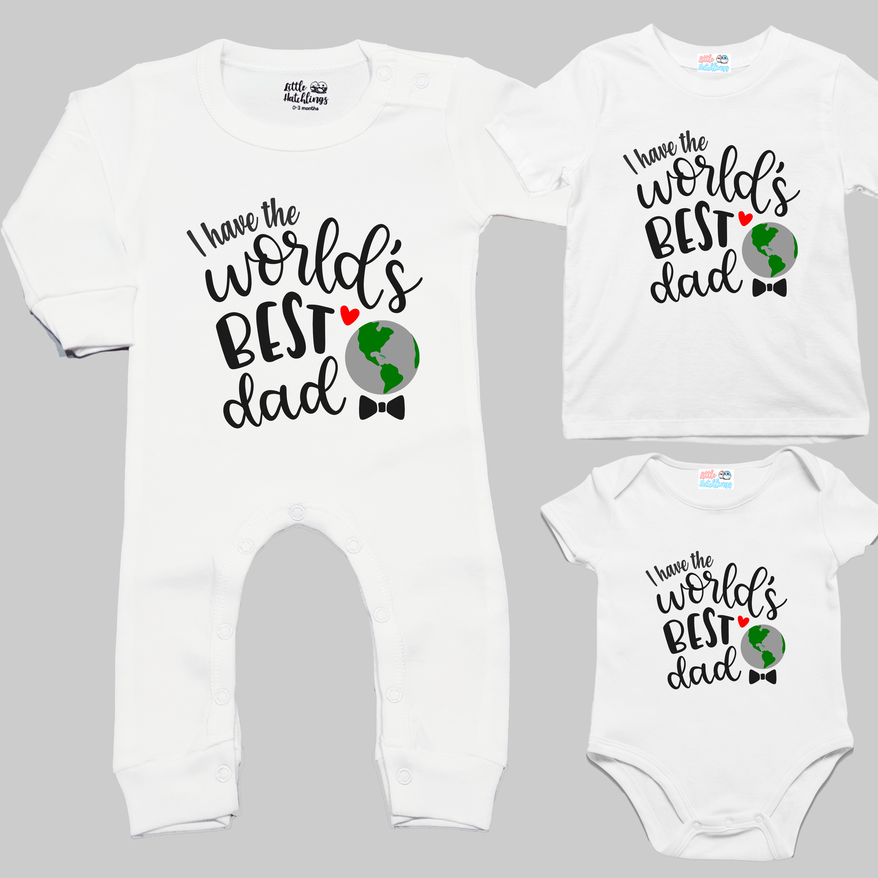 World's Best Dad - Father's Day White Onesie / Romper / Tshirt (Globe)
