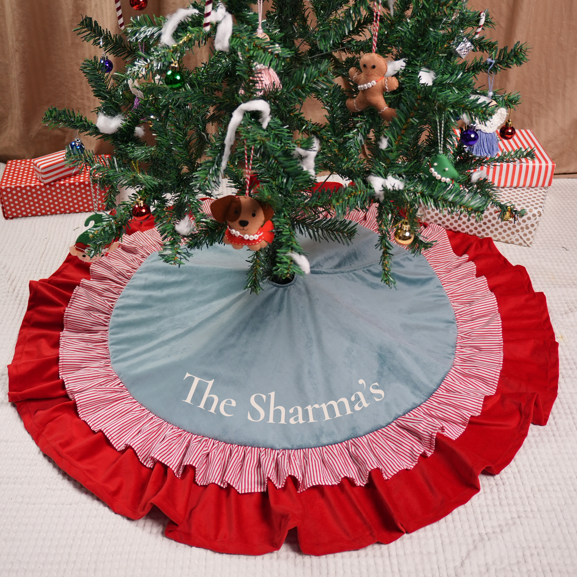 Personalised Blue Velvet Frill Skirt