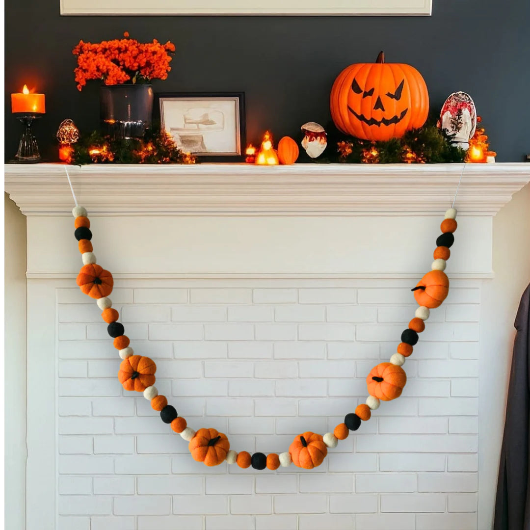 Halloween Bunting Pumpkin Pompom