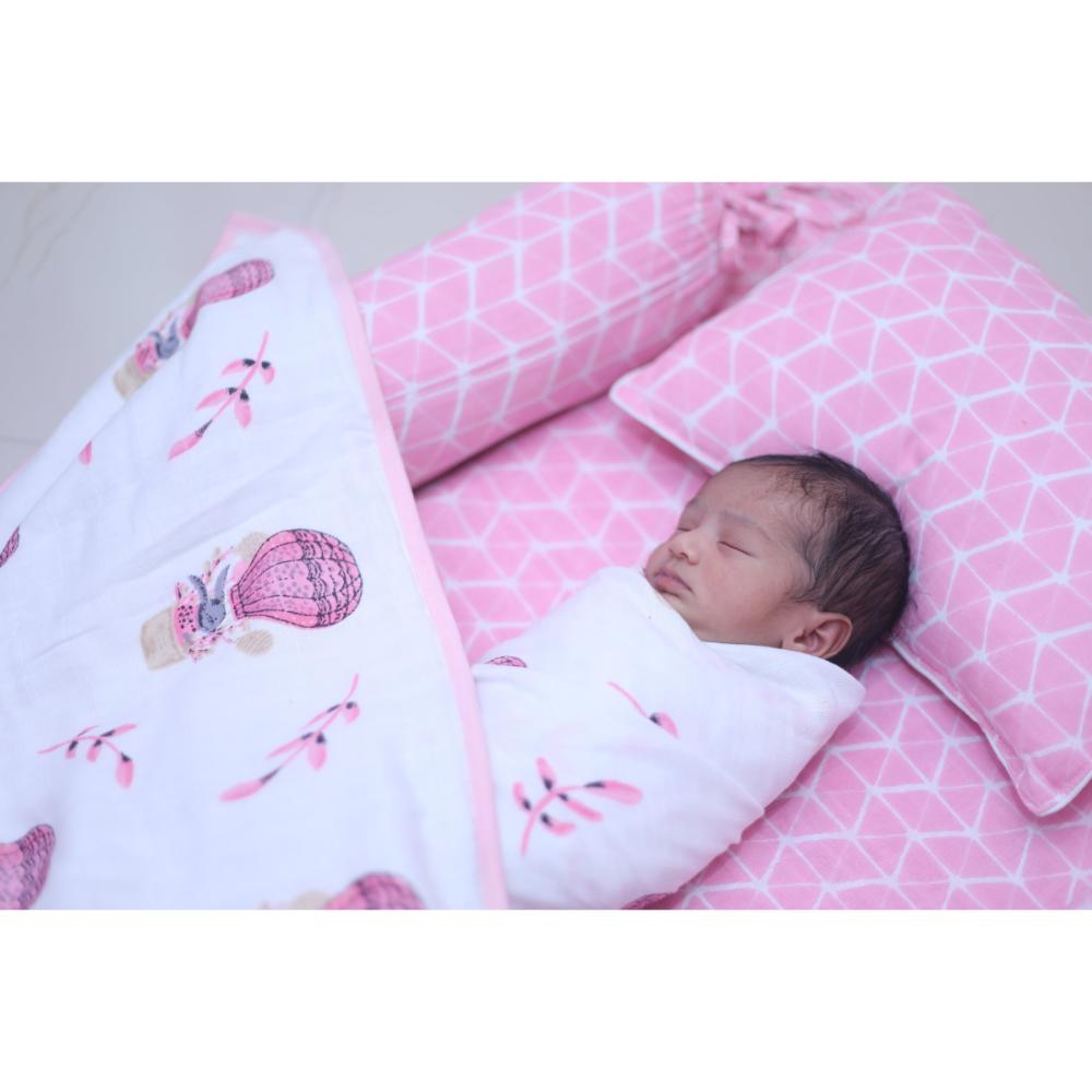 Theoni 100% organic cotton muslin swaddle (Set of 2) -Cappadocia Dreams Pink