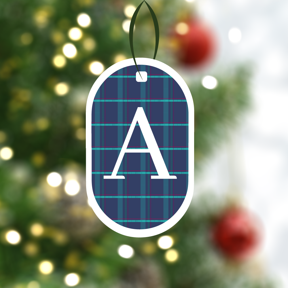 Capsule Checkered Print Ornaments - Blue