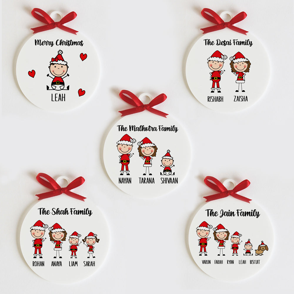Christmas Family Ornament - 5 People/Pets