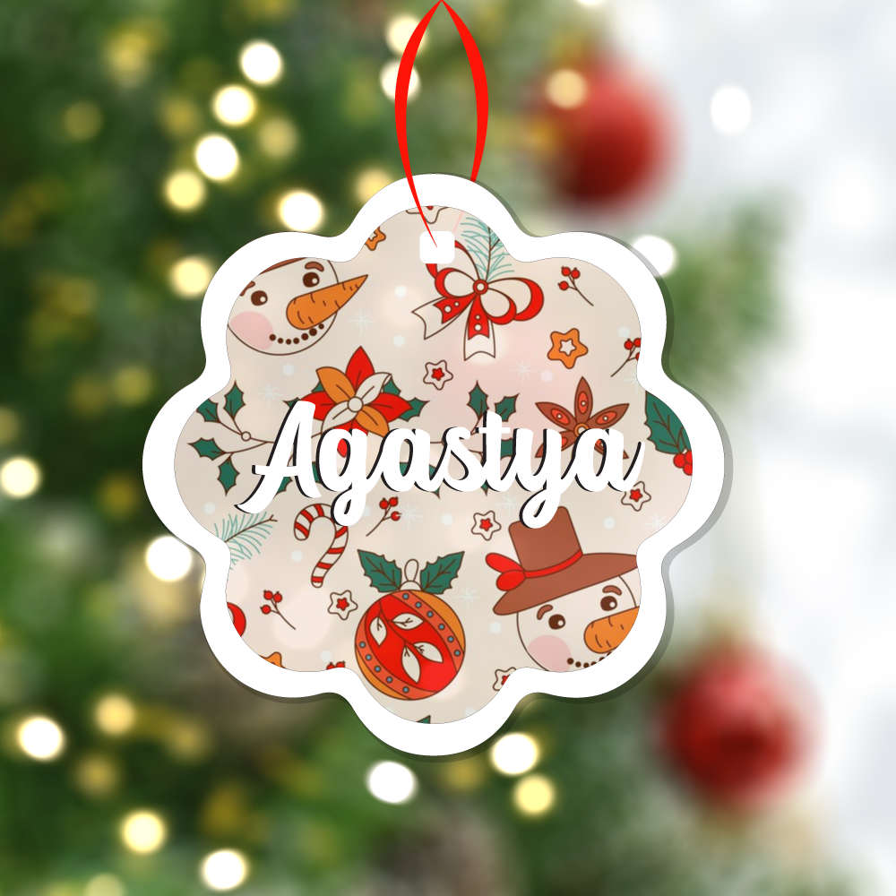 Wave Christmas Print Ornaments - Pale Pink