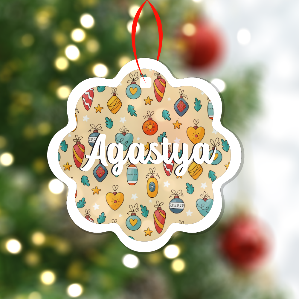 Wave Christmas Print Ornaments - Peach