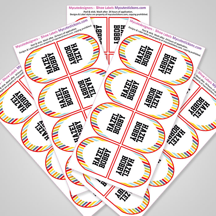 Shoe Labels Pack - Colorful Stripes