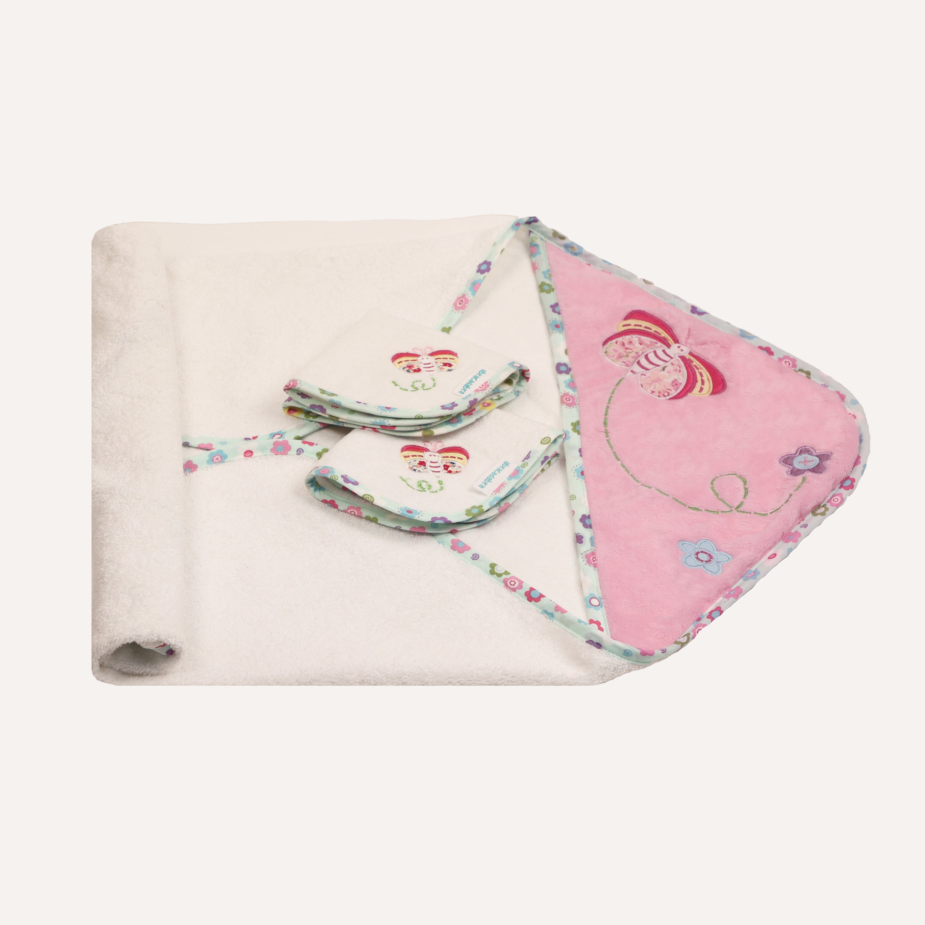Abracadabra Hooded Towel With 2 Face Washers - Papillon