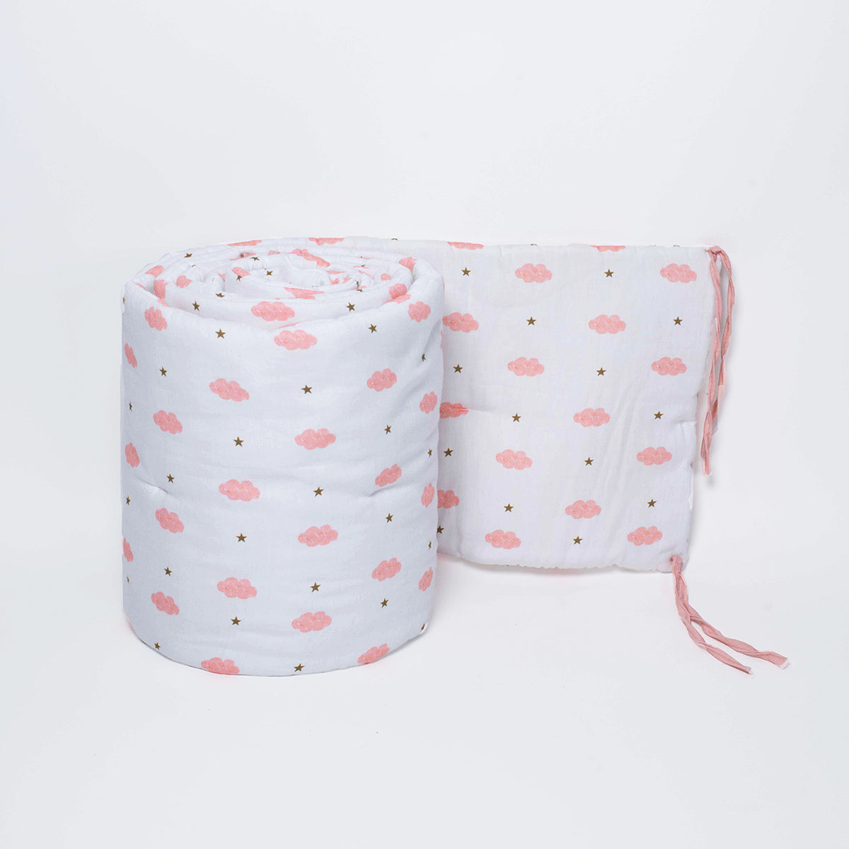 Tiny Snooze Organic Cot Bumper- Pink Clouds