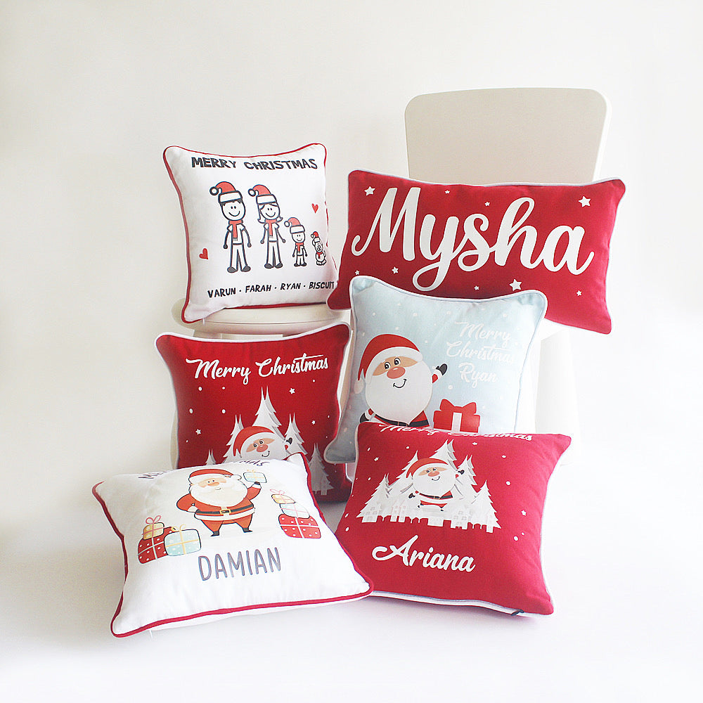 Christmas Santa Cushion with Name - Red