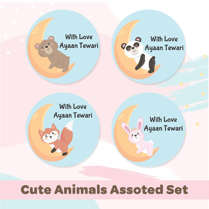 Personalised Gift Sticker - Cute Animals Assorted - Set of 60