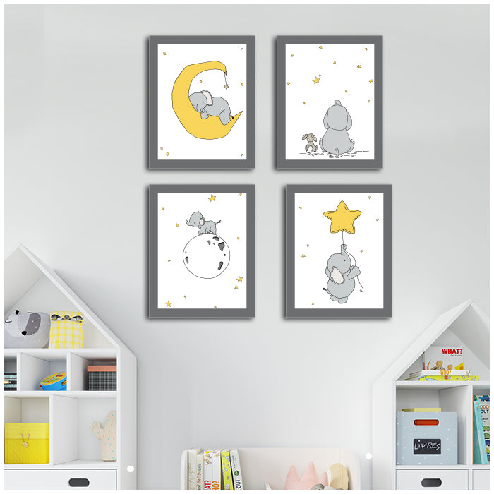 Cute Elephant Framed Wall Art (Set of 4)