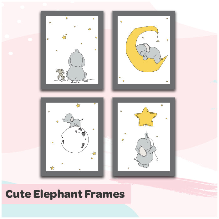 Custom Cute Elephant Wall Art (Set of 4)