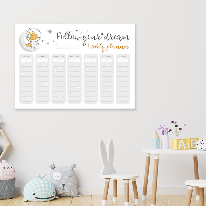 Cute Fox Weekly Planner Wall Sticker