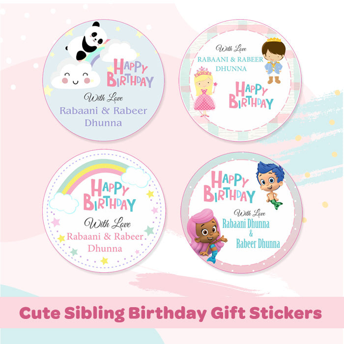 Personalised Gift Sticker - Cute Sibling - Set of 60