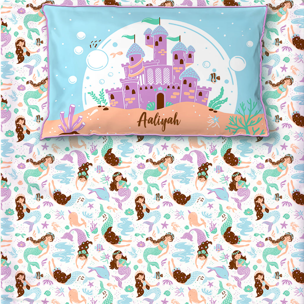 Magical Mermaids Single/Double Bedsheet With One/Two Pillow Cover