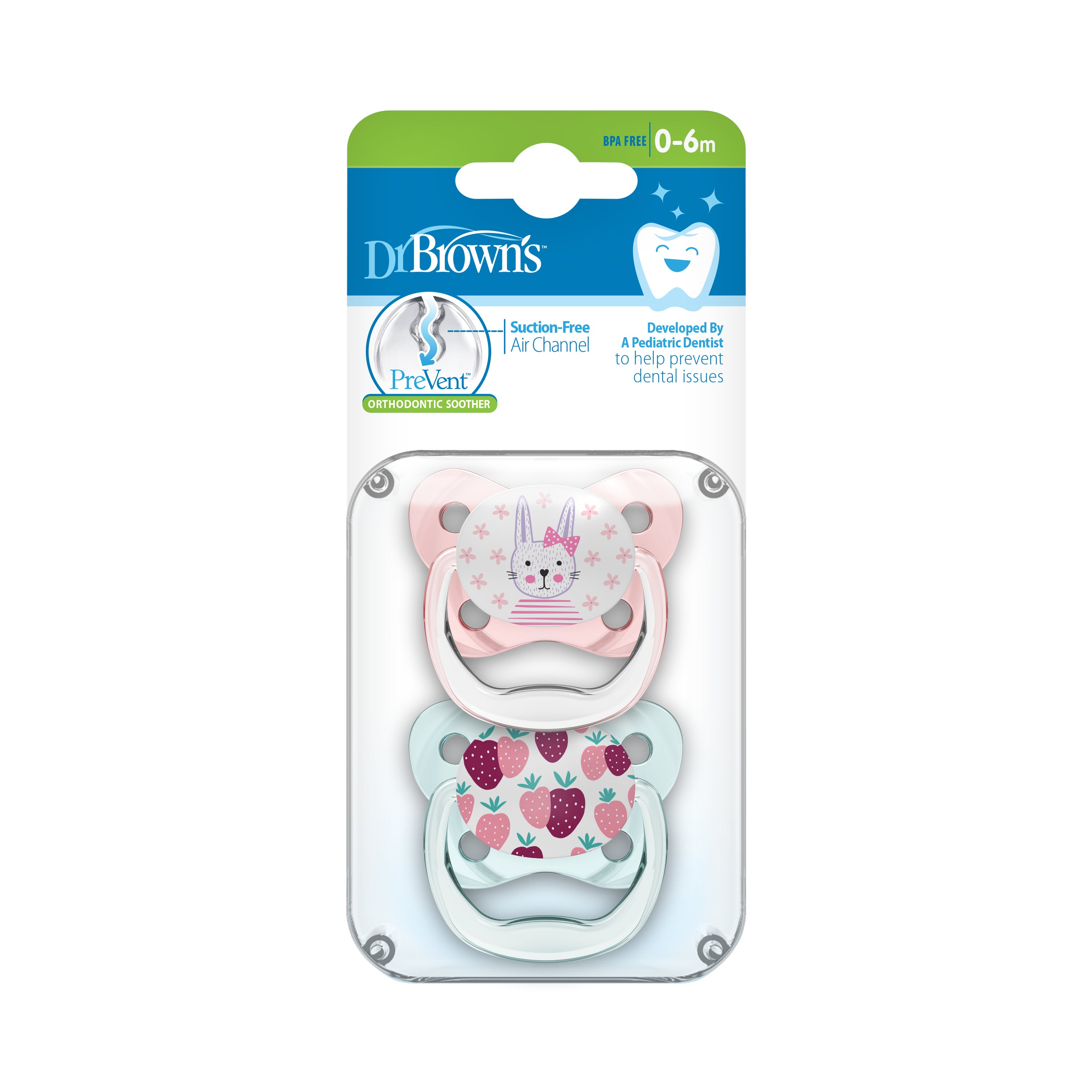 Dr. Brown's PreVent Butterfly Soother - Stage 1, Pink, 2-Pack