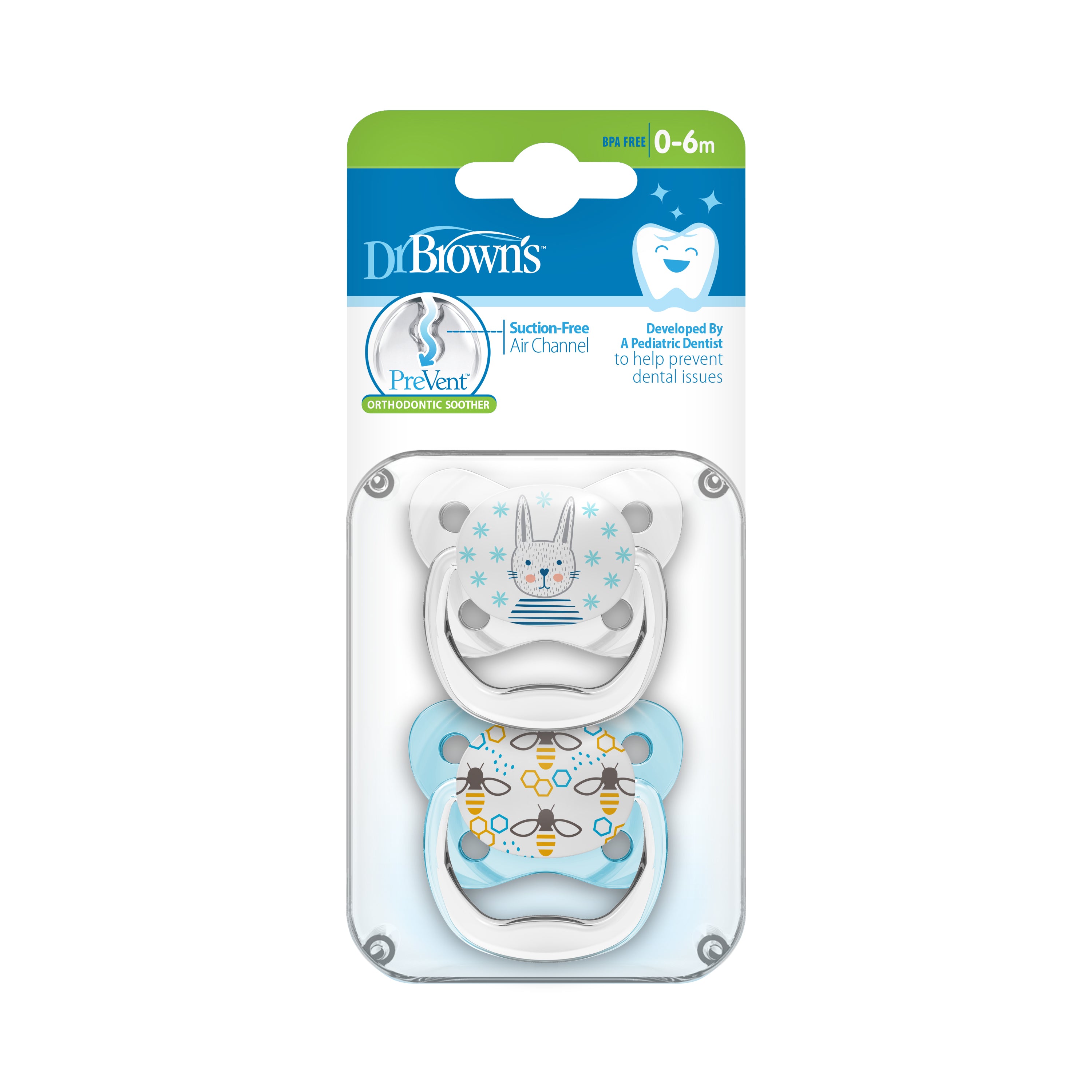 Dr. Brown's PreVent Butterfly Soother - Stage 1, Blue, 2-Pack