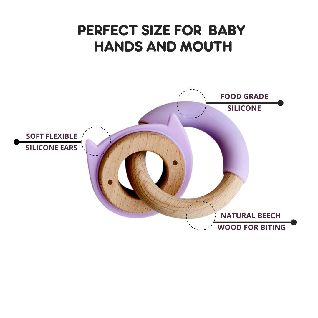 Wood Critter & Ring Teether - Purple