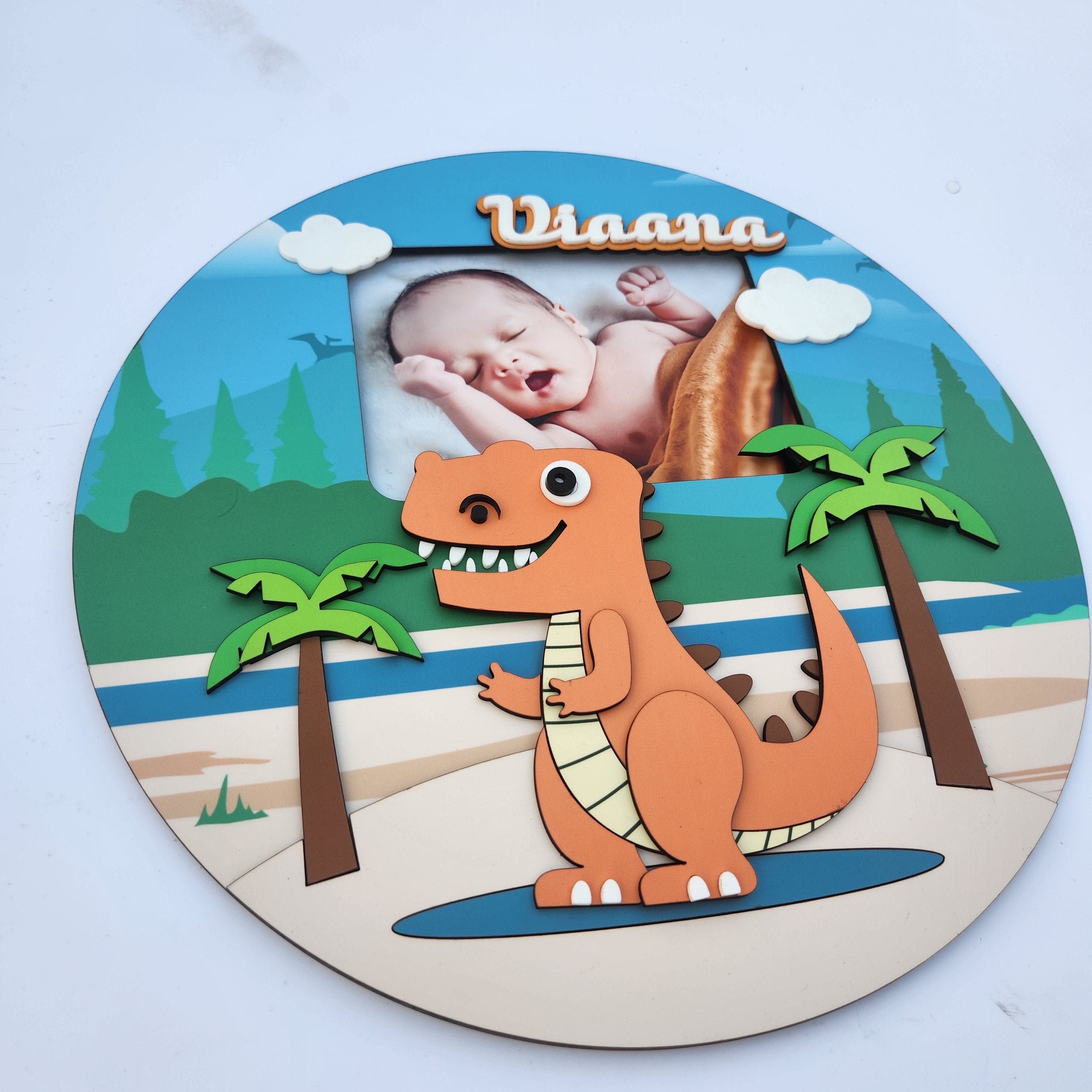 Round Nameplates - WIth / WIthout Photo -Dinosaur