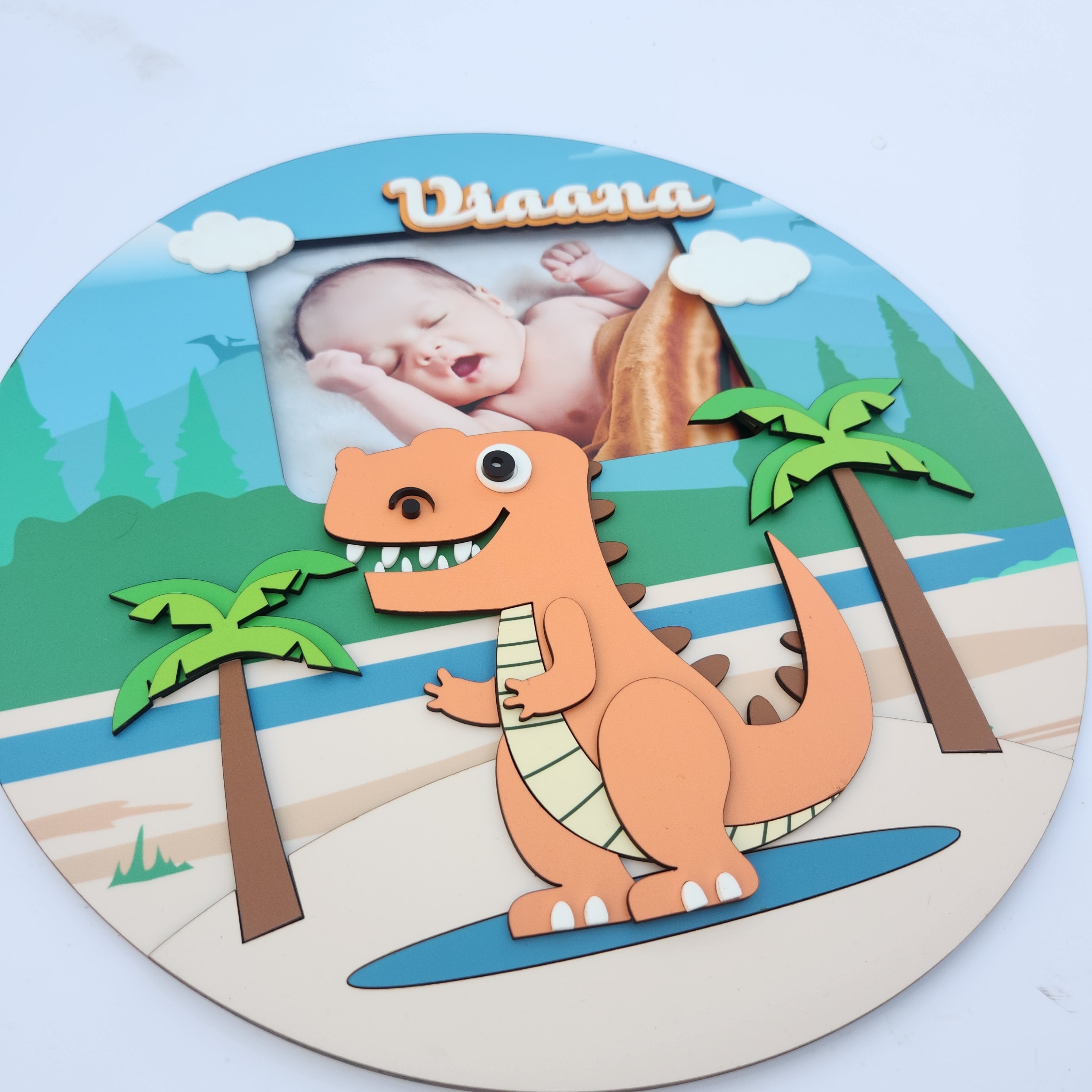 Round Nameplates - WIth / WIthout Photo -Dinosaur
