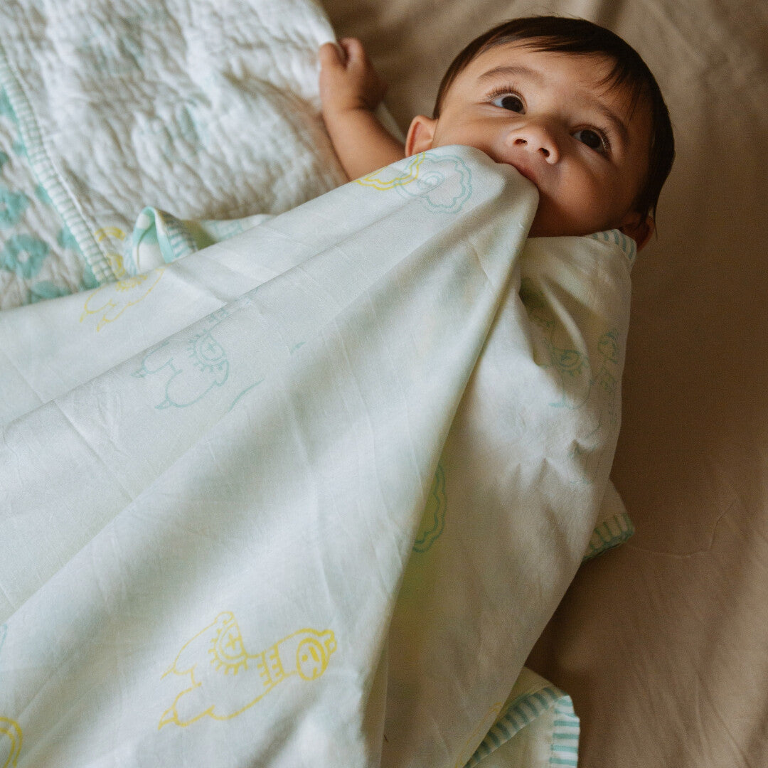 Dulaar Mulmul Muslin Dohar | Hand-Block Printed- Llama Love