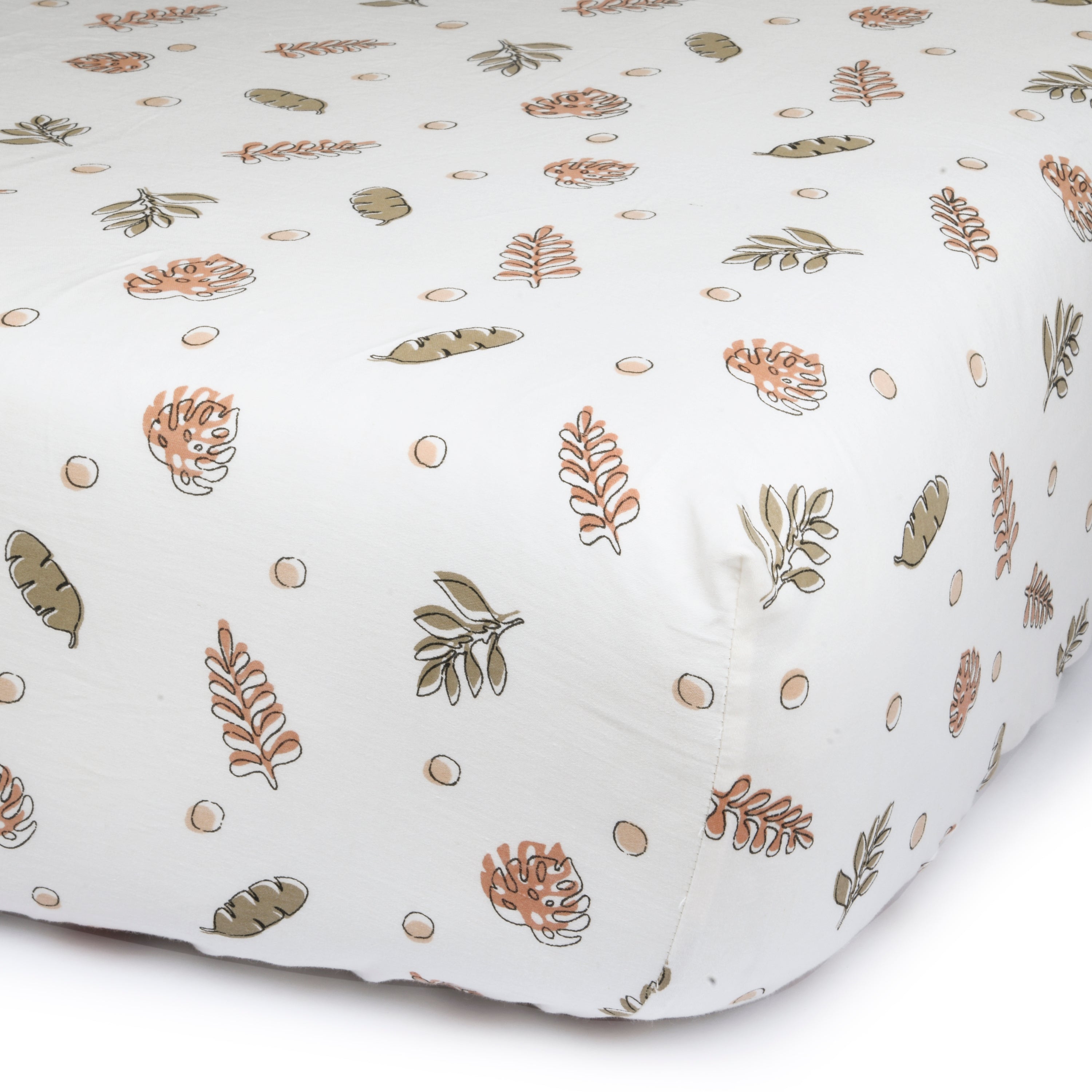 Kokolo Fitted Sheet - Falling Leaves Organic Satin & Natural Dyes