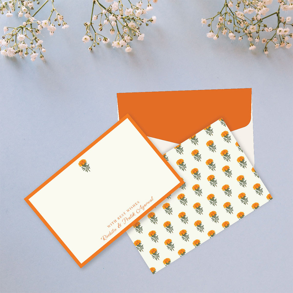 Flat Cards + Envelopes - Set of 25 - Marigold Bliss