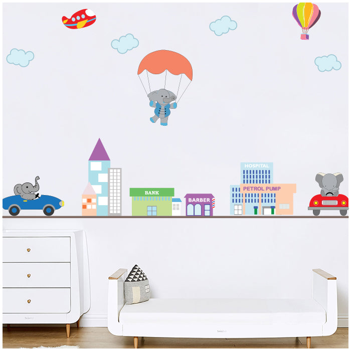 Elephant In the City Wall Sticker