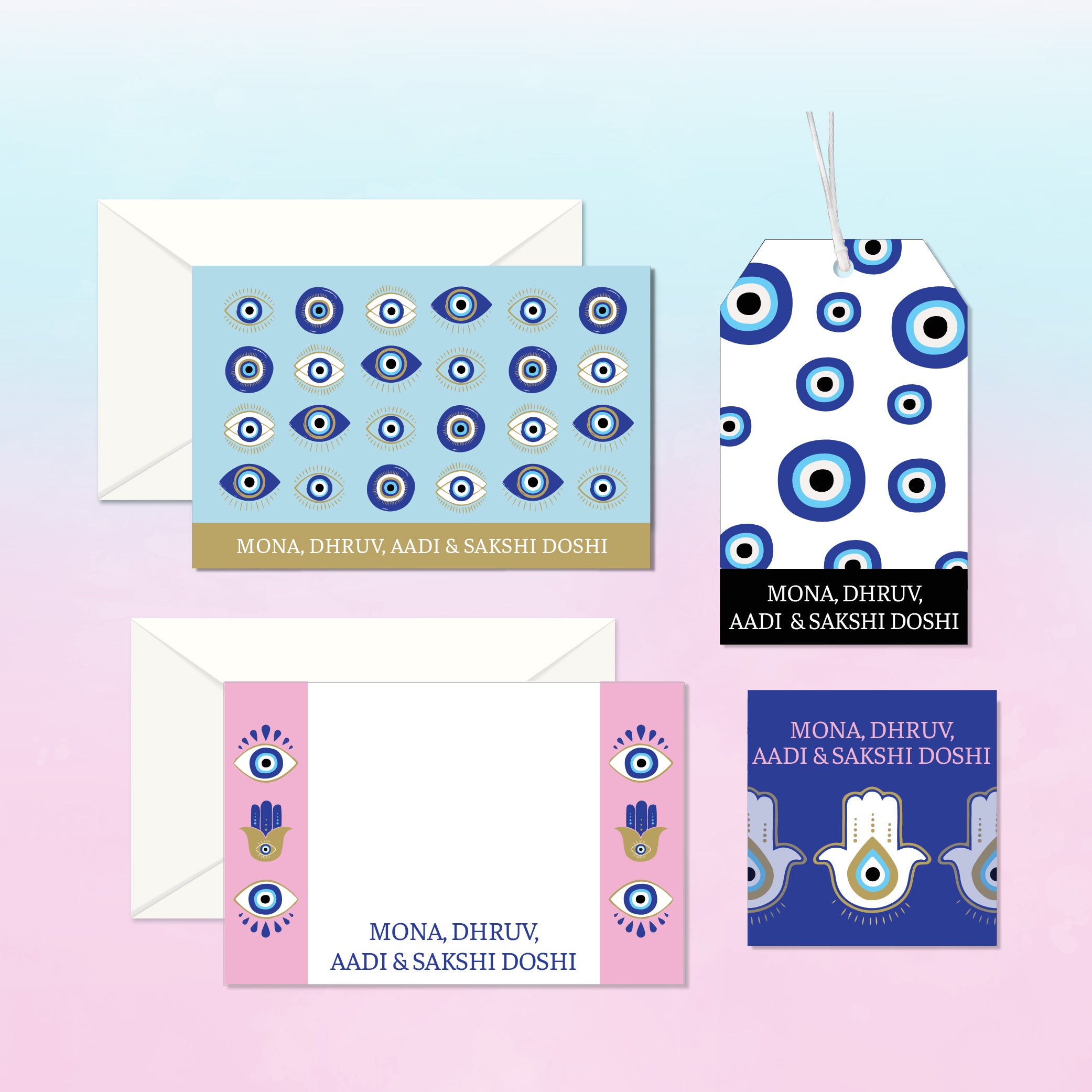 Personalised Evil Eye Stationery Gift Set - Set of 24 or 48