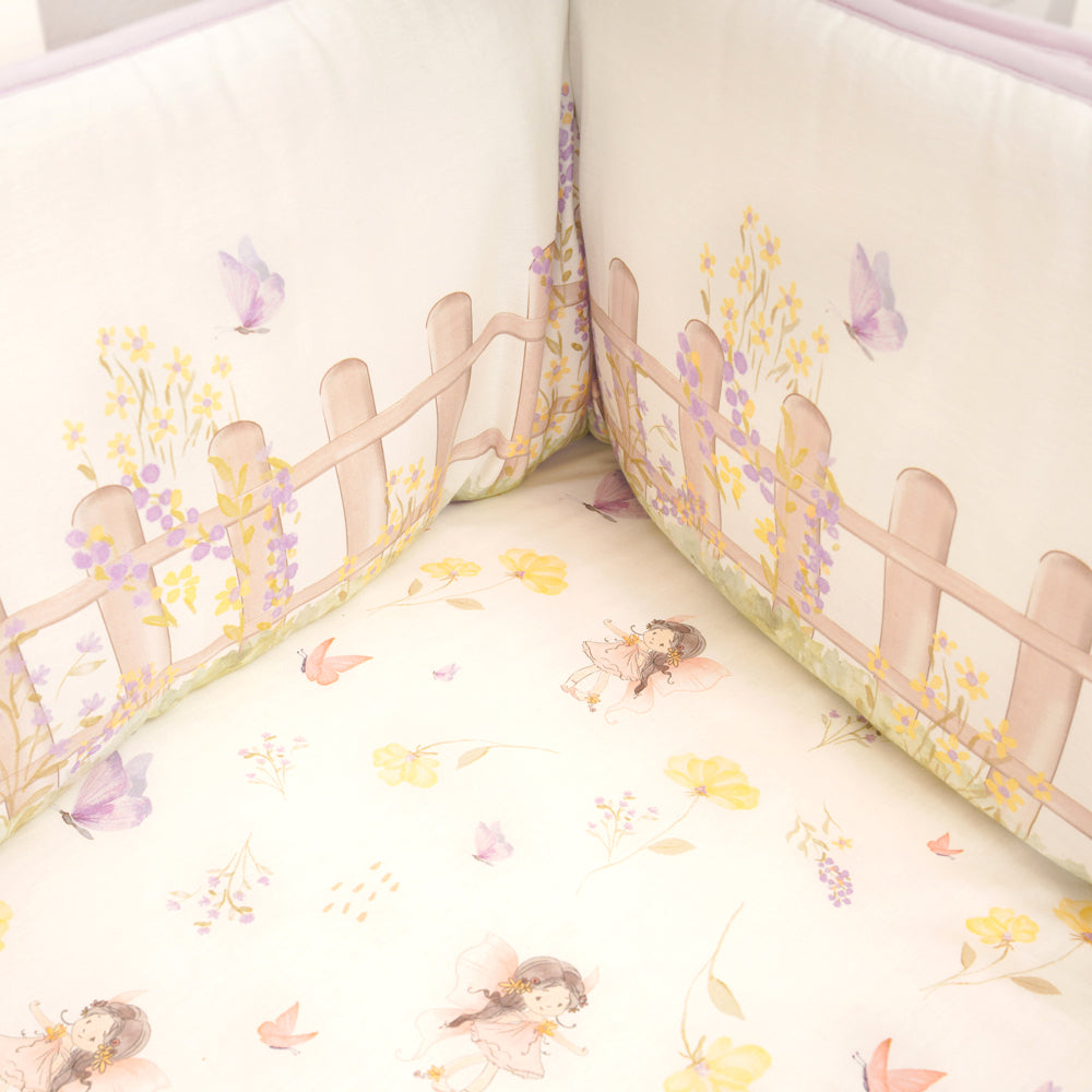 Fancy Fluff Organic Cot Half Bumper - Pixie Dust