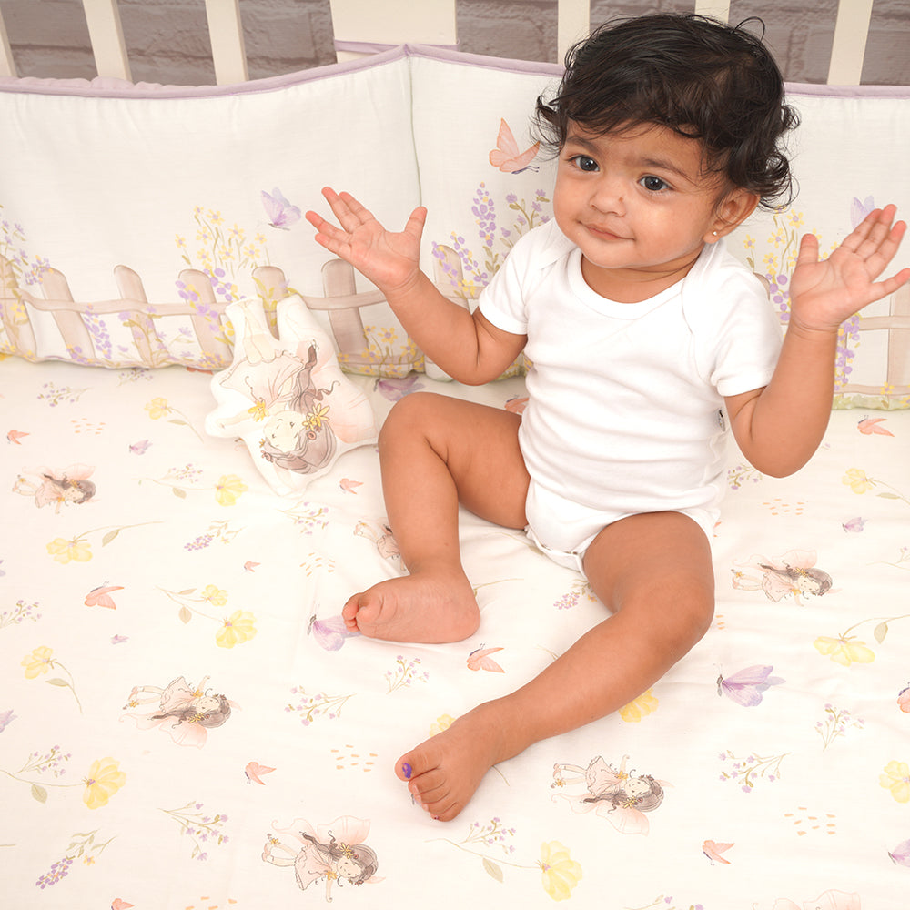 Fancy Fluff Organic Cot Bedsheet- Pixie Dust