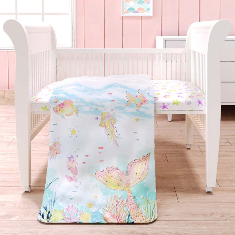 Fancy Fluff 7 Pc Organic Baby Cot Bedding Set - Sea Fantasy