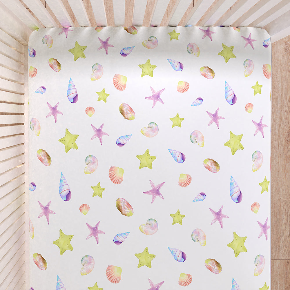 Fancy Fluff 7 Pc Organic Baby Cot Bedding Set - Sea Fantasy