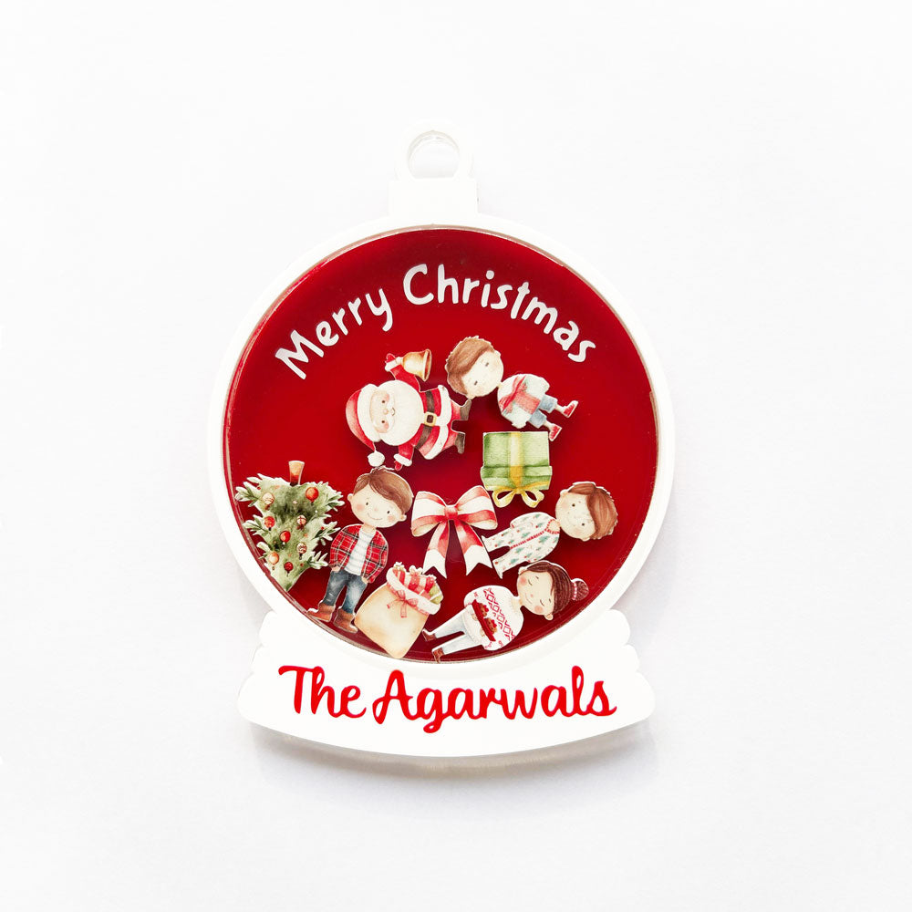 Family Christmas Shaker Ornament - Family of 4