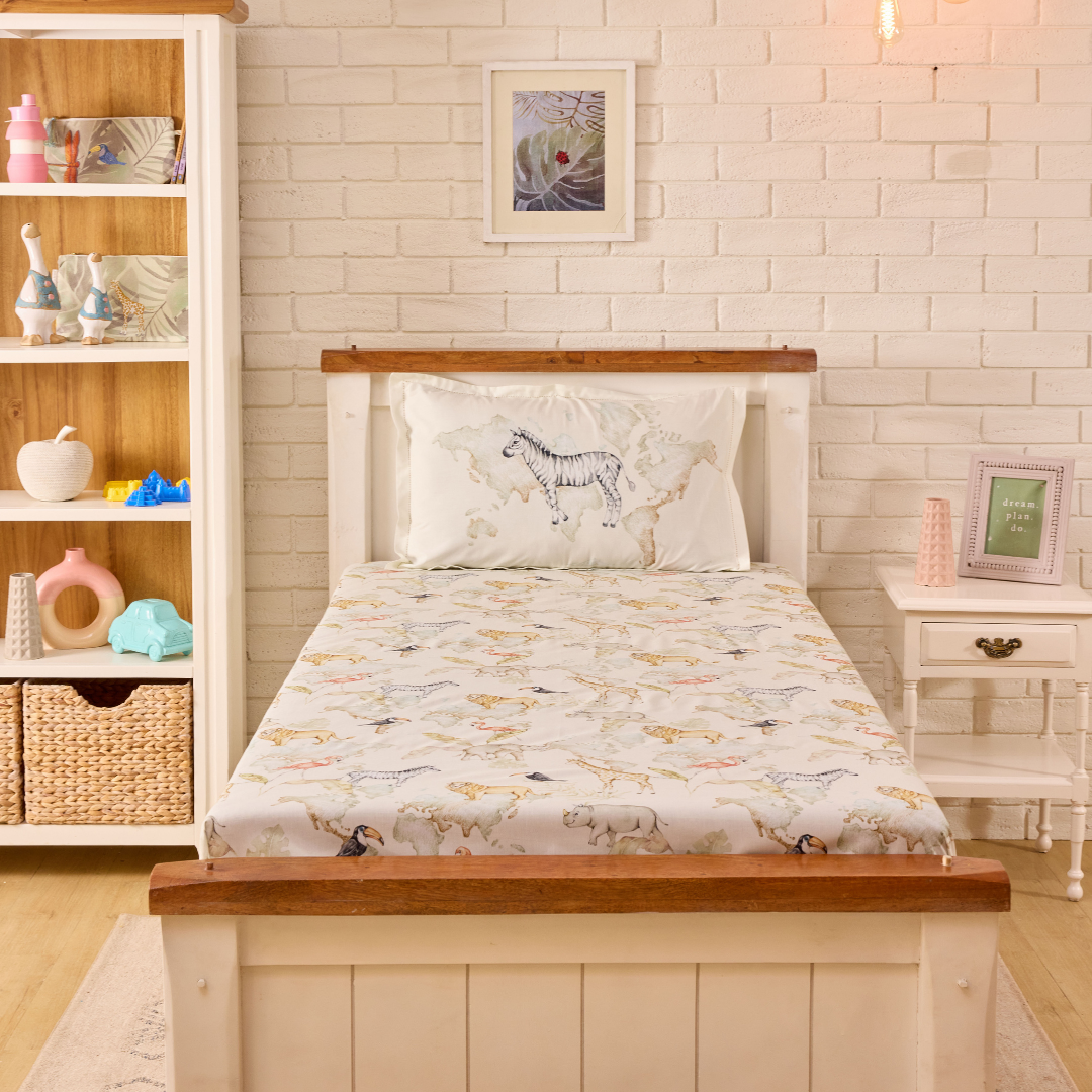 Baby It's a Wild World Main Print  Double/ King Bed Sheet Set