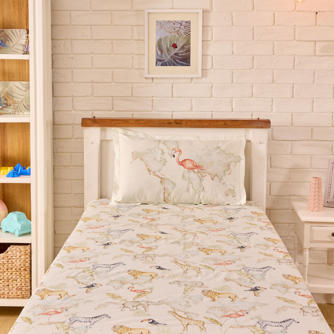 Baby It's a Wild World Main Print  Double/ King Bed Sheet Set