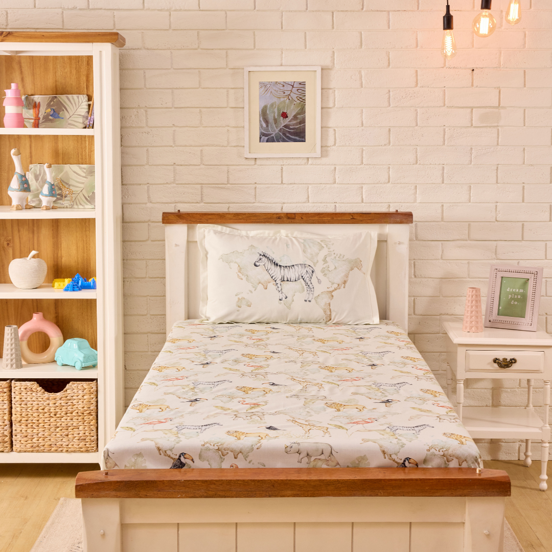 Baby It's a Wild World Main Print  Double/ King Bed Sheet Set