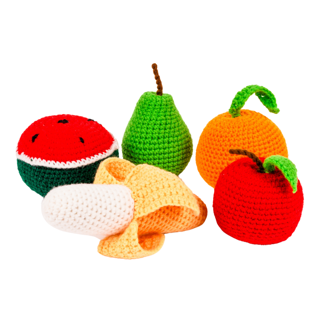 NESTA TOYS Crochet Fruit Toys Pretend Play Plush Toys for Kids