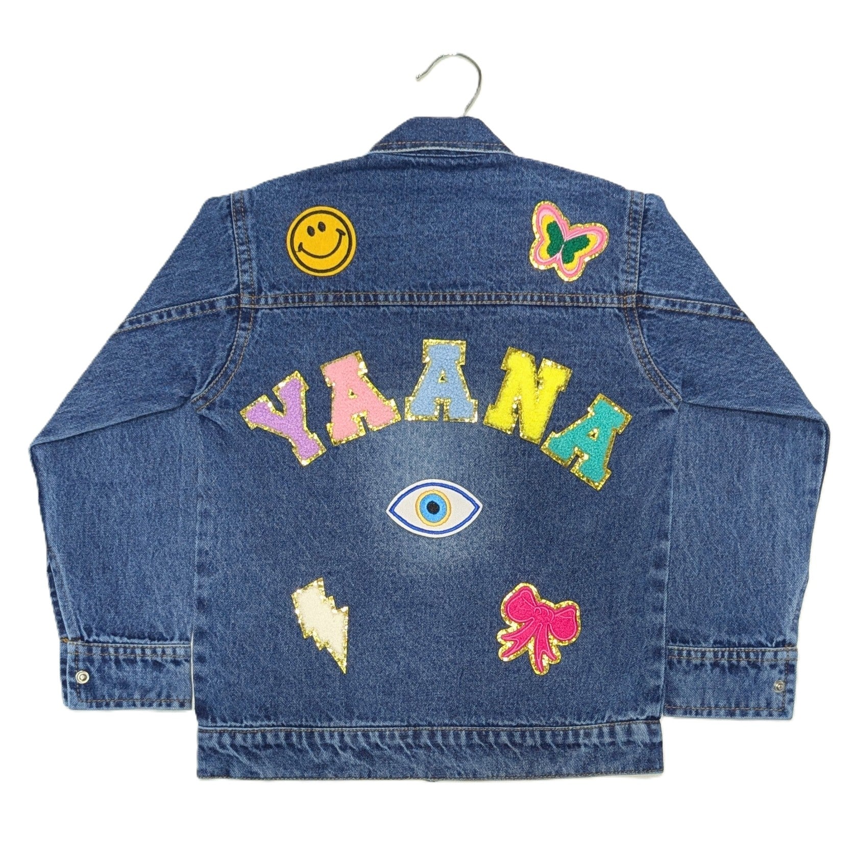 Custom Denim Jackets with Glitter Letter Patches